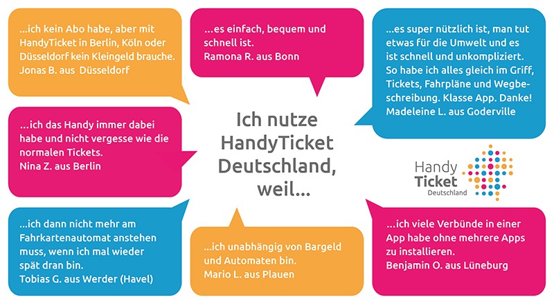 Es gibt viele Gründe für die Nutzung von HandyTicket Deutschland: Einige Gewinnspielteilnehmer nennen ihren persönlichen.