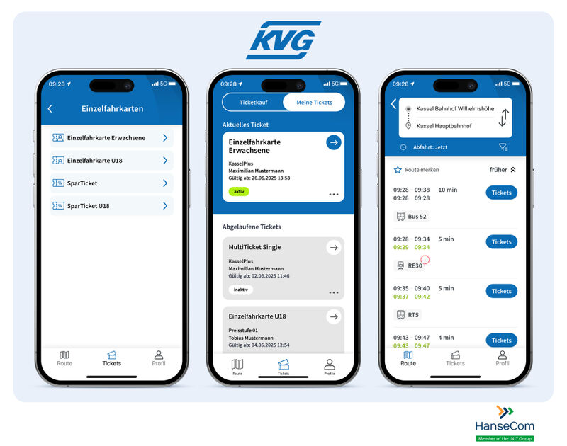 Mit KVG mobil bietet die Kasseler Verkehrs-Gesellschaft (KVG) eine neue App für Verbindungsauskunft und Ticketkauf